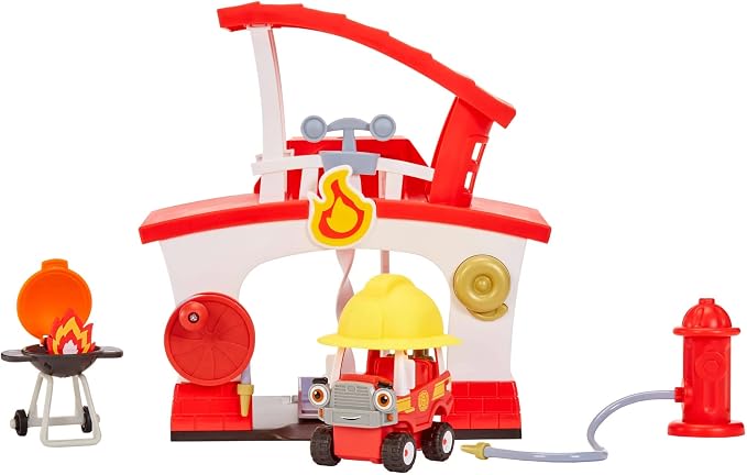 Station Playset with Fire Truck Mini Push and Play Vehicle