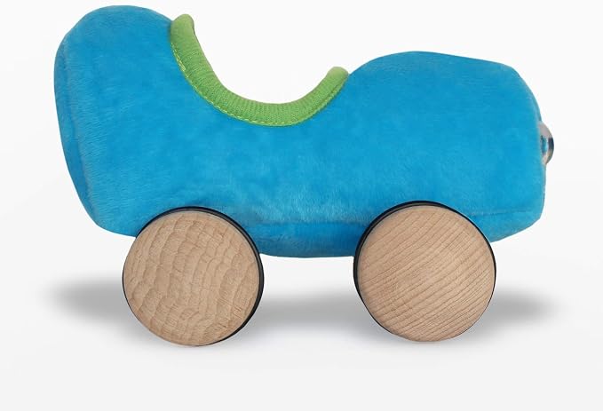Huckle Cat Soft Toy with Blue Car