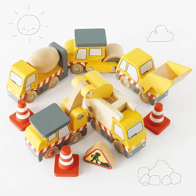 Toy Van Wooden Construction Vehicles Set