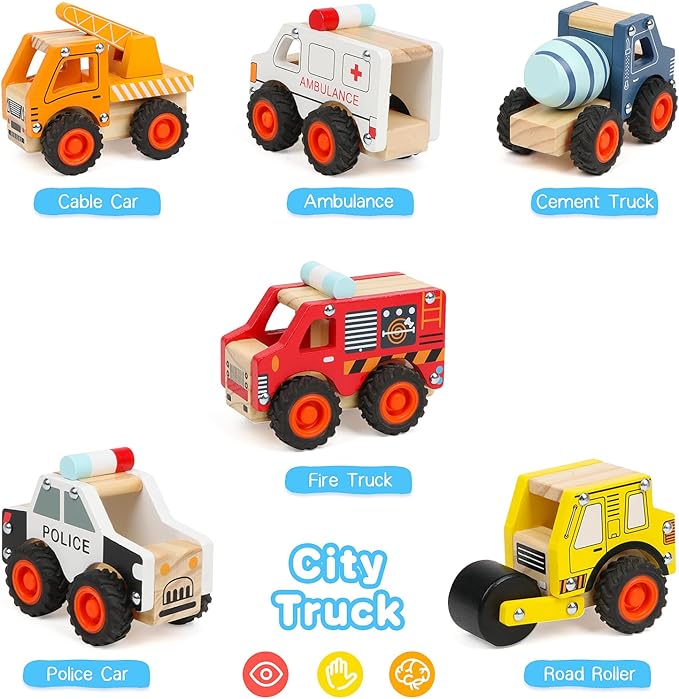 Wooden Cars for Toddlers Car Toys, Push and Go Vehicle