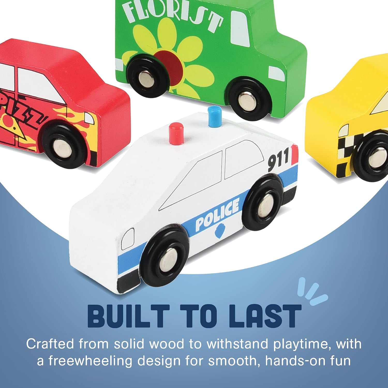 Set of 10 Wooden Community Vehicles Toy