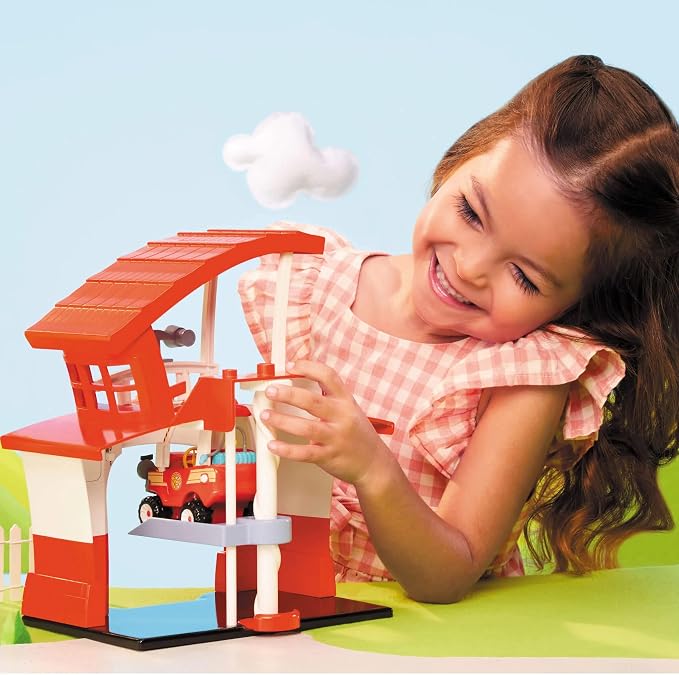 Station Playset with Fire Truck Mini Push and Play Vehicle