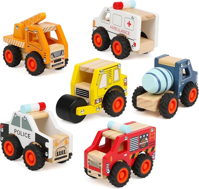 Wooden Cars for Toddlers Car Toys, Push and Go Vehicle